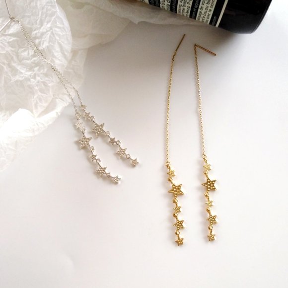 💙LAST ONE 💖Stars Drop Threader Earrings - Picture 8 of 9